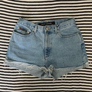 Light-wash high-waisted denim DKNY shorts!